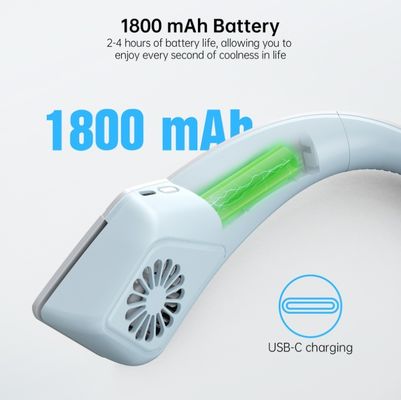 USB 재충전 가능한 목 매달린 팬 18650 배터리 1800mAh 및 블레이드리스 디자인