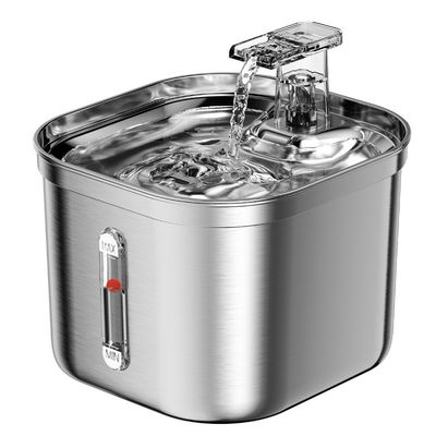 평면 2.2l 스테인리스 스틸 자동 애완 동물 물 분배기 깨끗한 물과 순환