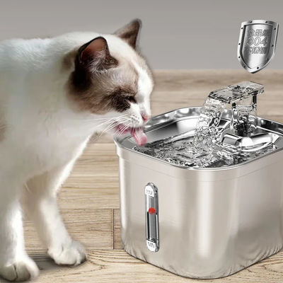 평면 2.2l 스테인리스 스틸 자동 애완 동물 물 분배기 깨끗한 물과 순환