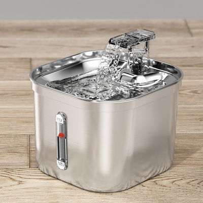 평면 2.2l 스테인리스 스틸 자동 애완 동물 물 분배기 깨끗한 물과 순환