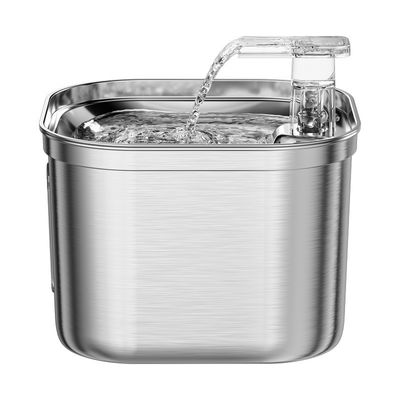 평면 2.2l 스테인리스 스틸 자동 애완 동물 물 분배기 깨끗한 물과 순환