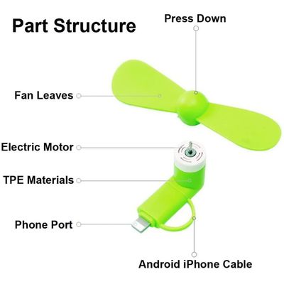 실크 스크린 인쇄 로고 2 in 1 USB 미니 팬 아이폰과 안드로이드 타입-C 15g 만